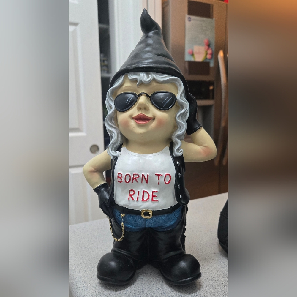 Biker Figurine with Sunglasses and 'Born to Ride' Shirt